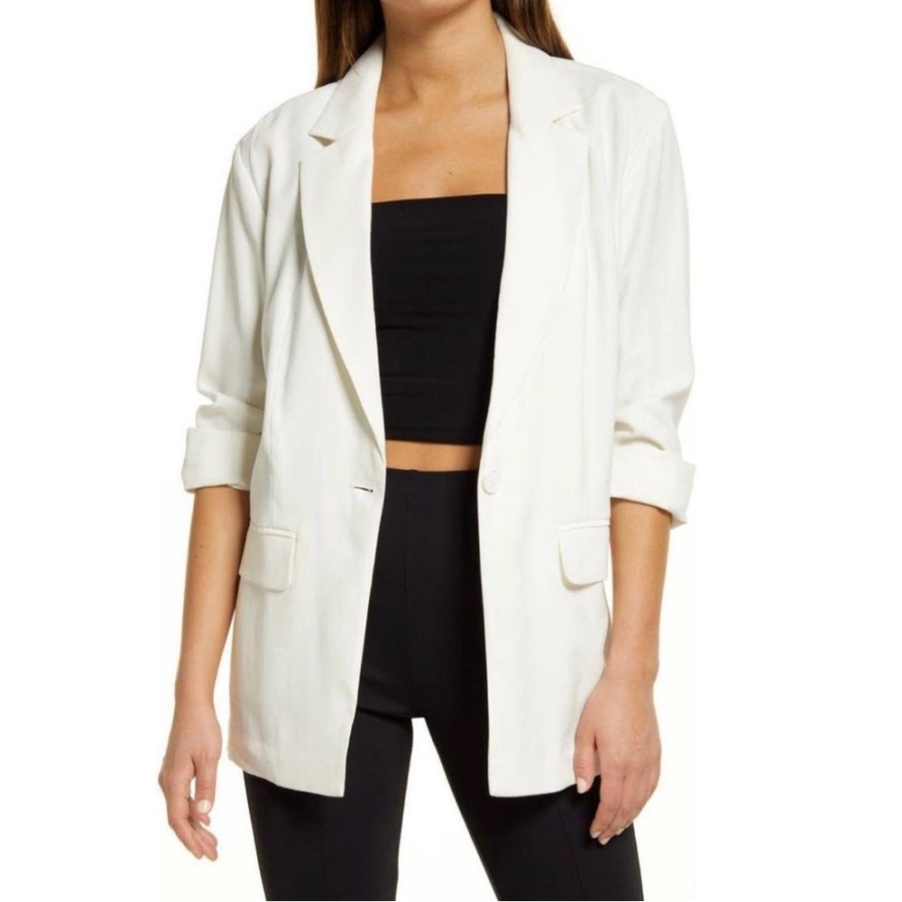Vera Wang women’s XL , easy, blazer‎ cream, relaxed fit, line roll tab sleeve